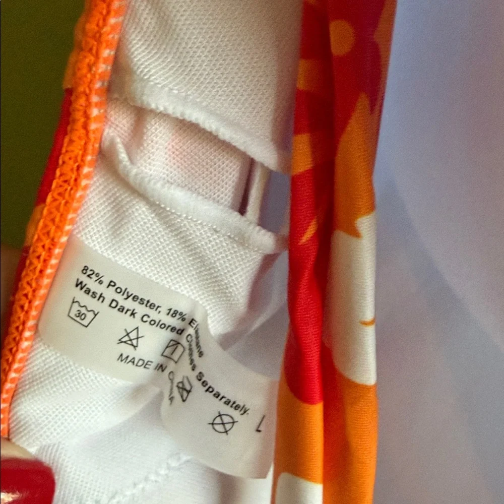 Orange Floral One-Piece backless Swimsuit - Picture 3 of 3